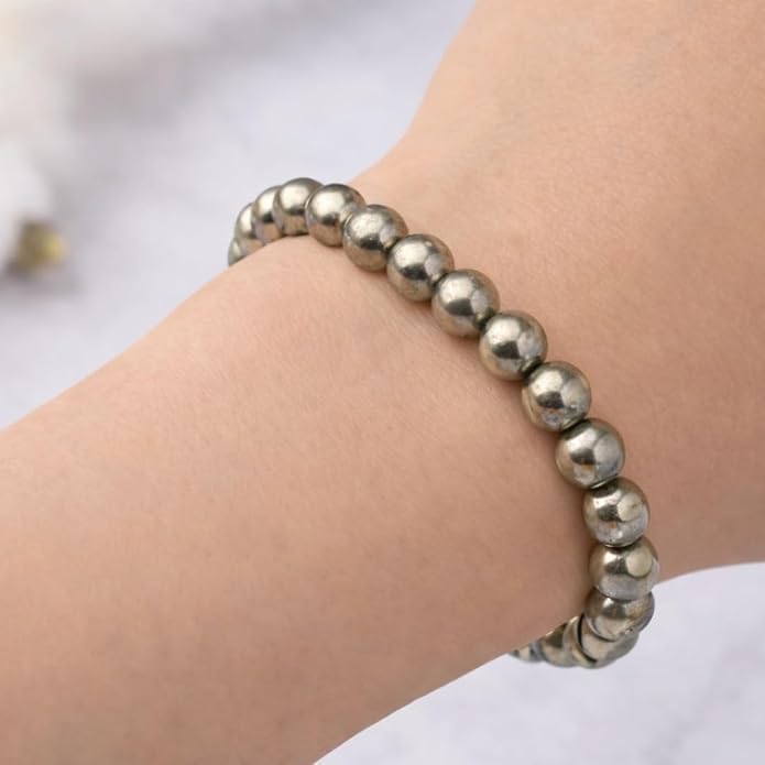 Raw Pyrite Bracelet | Certificate of Authenticity | Attracts Money and Boost Confidence | Astrology Bracelet for Men and Women | Beautifully Crafted with Healing Crystals - Image 2