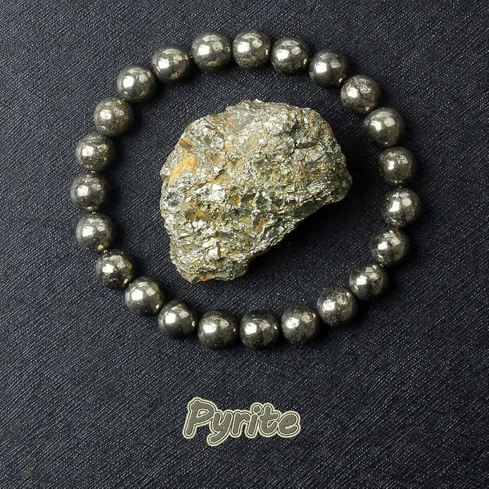Raw Pyrite Bracelet | Certificate of Authenticity | Attracts Money and Boost Confidence | Astrology Bracelet for Men and Women | Beautifully Crafted with Healing Crystals - Image 3