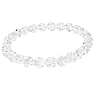 Natural Clear Quartz (Sphatik) Bracelet 8MM-10mm Diamond-cut Faceted Stretchable Original Real Crystal Bracelet For Meditation, Manifestation & Peace For Men & Women