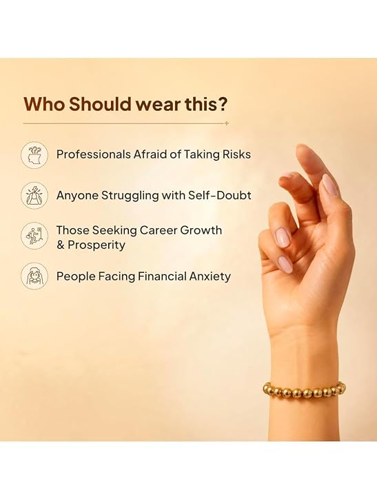 Golden Pyrite Bracelet | For Courage, Financial Confidence & Opportunity Attraction | Temple Blessed & Energized | Reduces Self-Doubt & Fear of Failure | For Men & Women One Size - Image 3
