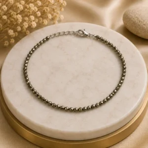 Raw Pyrite Anklet for Women & Girls | Certified Natural Healing Crystal Payal Bracelet for Wealth, Luck, Protection & Positive Energy | Adjustable Handmade Spiritual Jewellery Gift