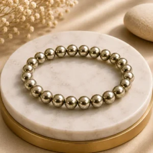 Raw Pyrite Bracelet | Certificate of Authenticity | Attracts Money and Boost Confidence | Astrology Bracelet for Men and Women | Beautifully Crafted with Healing Crystals