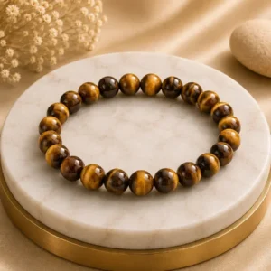 Tiger's Eye Natural Crystal Certified Gemstone Bracelet Premium Range for Chakra Healing and Abundance 8 mm to 10 mm Round