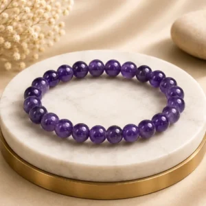 Natural Amethyst Bracelet 8mm -10mm| Certified Healing Crystal Bracelet for Men & Women | Purple Gemstone Stress Relief, Protection & Meditation