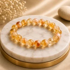 Natural Healing Crystal Citrine Bracelet for Women Men - AAA Grade Original Healing Gemstone Adjustable Bracelet for Yoga Reiki Meditation Feng Shui