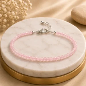 Natural Stone Healing Anklet for Women & Girls | Handcrafted Crystal 2mm Beaded Adjustable Anklet for Wealth, Spiritual Energy, Positivity, Protection & Elegant